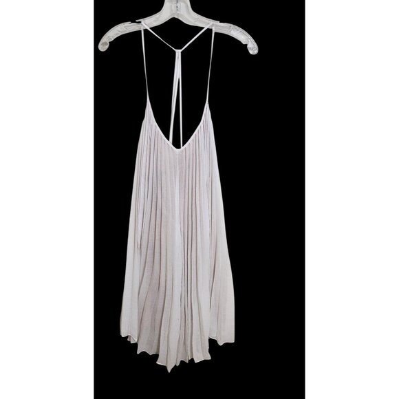BCBG Max Azria White Pleated Sleeveless Dress With Sheer Overlay & Strappy Back - Picture 1 of 4